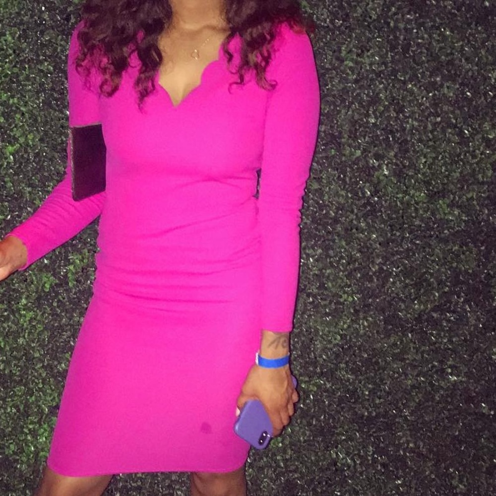 Boohoo scallop midi dress